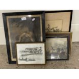 Mixed Lot: Five assorted pictures to include hunting prints