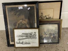 Mixed Lot: Five assorted pictures to include hunting prints