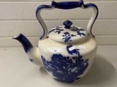 Large blue and white teapot