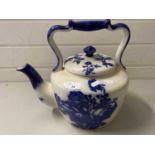 Large blue and white teapot