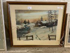 H Packwood, study of a winter scene, framed and glazed