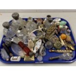 Large collection of various scent bottles and dressing table bottles to include silver topped