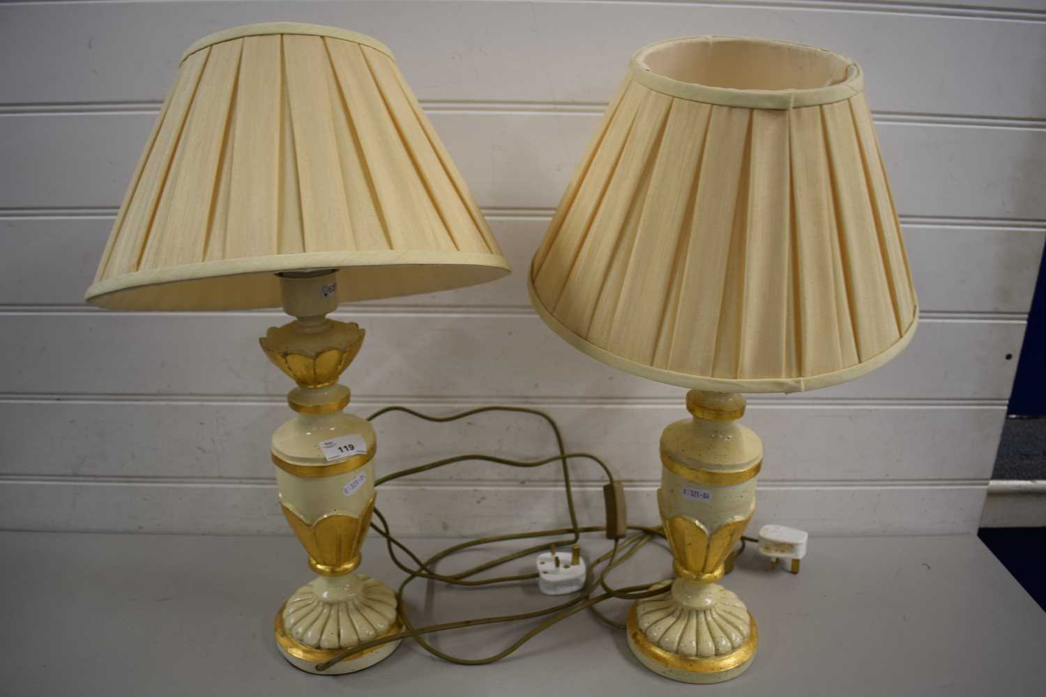 Pair of modern gilt finished table lamps