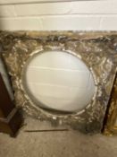 Large 19th Century gilt picture frame, for restoration with central circular aperture, 78cm