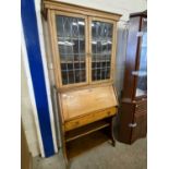 Early 20th Century bureau bookcase cabinet with lead glazed top section, 82cm wide