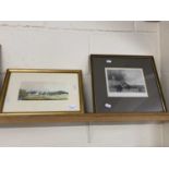 Richard Cox, study of Felixstowe Ferry together with a monochrome print of Cromer