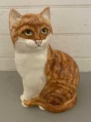 Large pottery ginger tabby cat