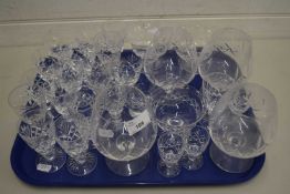Collection of various modern drinking glasses