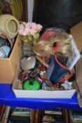 Mixed Lot: Glass apple, tea light holders, hair combs, bungee chords and other items