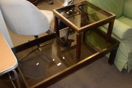 Two retro smoked glass top coffee tables