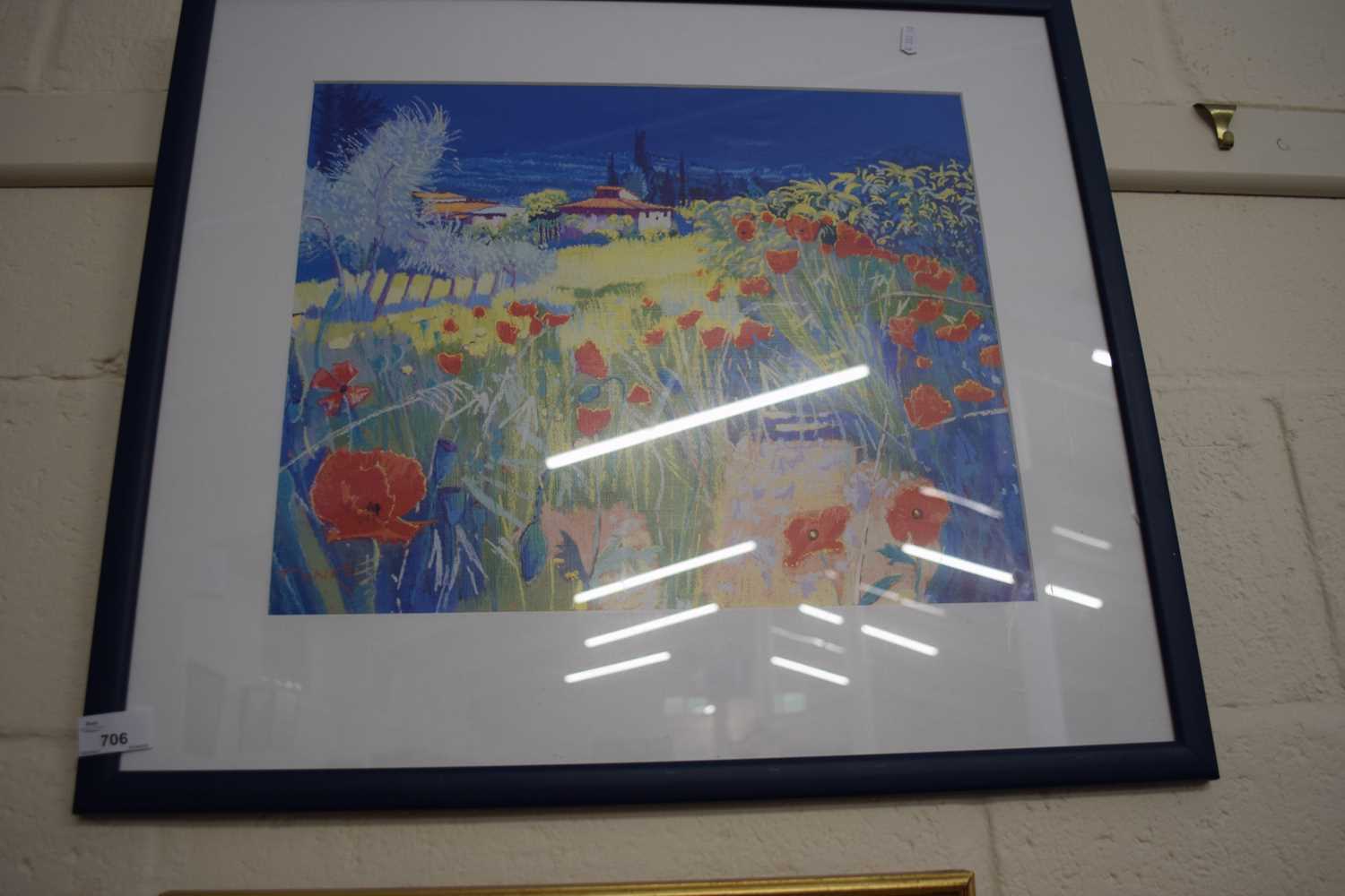 Coloured print, Spring Morning, Turkey, framed and glazed
