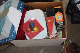 Box of various assorted golf balls, accessories etc