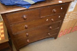 Dark oak five drawer chest