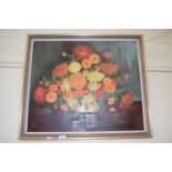 Vera Earey - study of a vase of flowers, oil on board, framed