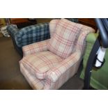 Tartan upholstered armchair