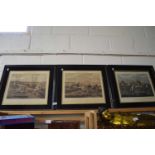 Three coloured engravings of steeple chasing