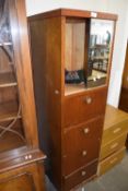 Small narrow bedroom chest with mirrored top together with a further mirrored top bedside cabinet