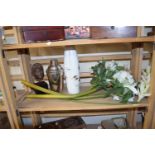 An electroplated cocktail shaker together with a bust on stand, Rosenthal, Björn Winblad vase and