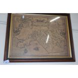 Framed black and white map Glamorganshire