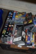 Box of assorted Dr Who VHS cassettes and CD's
