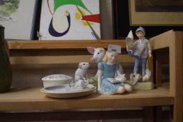 Quantity of ceramics to include Royal Doulton figure Alice, Royal Worcester figure Fantales and