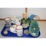 Tray of various assorted mixed ornaments, vases etc