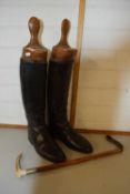 Pair of vintage riding boots, the stretchers marked Tom Hill,London together with a vintage riding