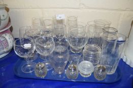 Tray of various assorted drinking glasses and other items