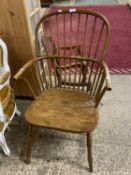 19th Century elm seated stick back Windsor type chair