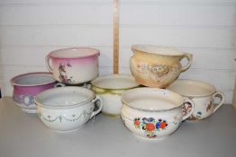 Collection of seven various assorted chamber pots