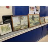 Mixed Lot: Two coloured prints after Roland Hilder, two further hunting prints and a contemporary