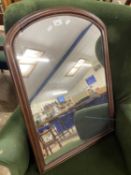 Victorian mahogany framed arch topped mirror formerly from a dressing table