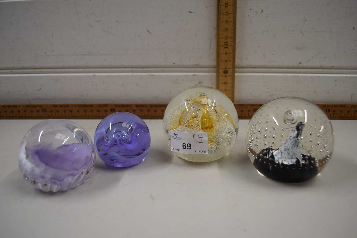Four Caithness paperweights, Starlight, Moon Crystal, Misty and Congratulations