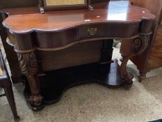 Victorian mahogany Duchess style dressing table with heavy scrolled legs, 119cm wide