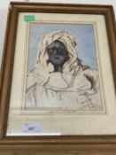 Title: "Old Negro, Biskra, Algeria", watercolour, framed and glazed