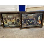 Pair of coloured prints interior scenes