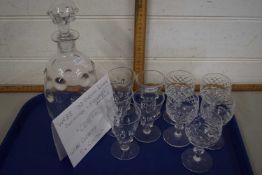 A Webb Old English Bullseye decanter with glasses plus others