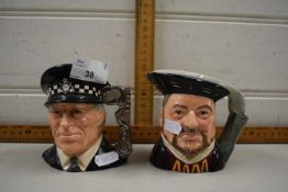 Two Royal Doulton character jugs, The Policeman and Henry VIII