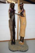 Pair of East African hardwood tribal figures