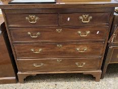 19th Century mahogany chest of two short over three long drawers raised on bracket feet, 96cm wide