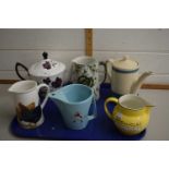 Mixed Lot: Various decorated jugs, tea and coffee pots etc