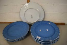 Quantity of Hutschenreuther blue glazed dinner plates