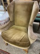 Georgian revival wing back armchair with ball and claw feet