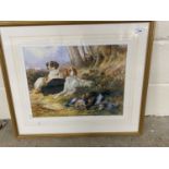 After Hardy, Dogs with Game, coloured print number 23 of 400, framed and glazed