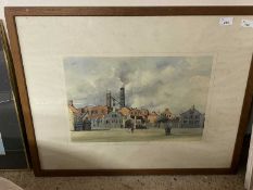 The Brewery, Great Yarmouth by C V Parker, print by Harrison & Sons Ltd, 71cm wide, glazed and