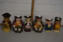 Six various assorted character jugs to include Tony Wood