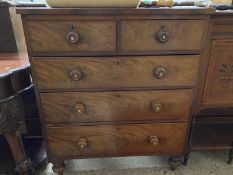 Victorian mahogany chest with two short over three long drawers, 91cm wide