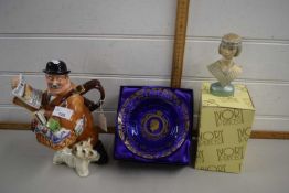 Mixed Lot: Queen Elizabeth II 80th Birthday glass bowl, a novelty teapot and a further Ivory