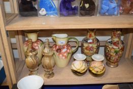 Mixed Lot: Pair of turned onyx vases and covers together with a pair of Japanese vases and other