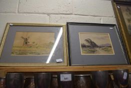 Two watercolour landscapes, both framed and glazed